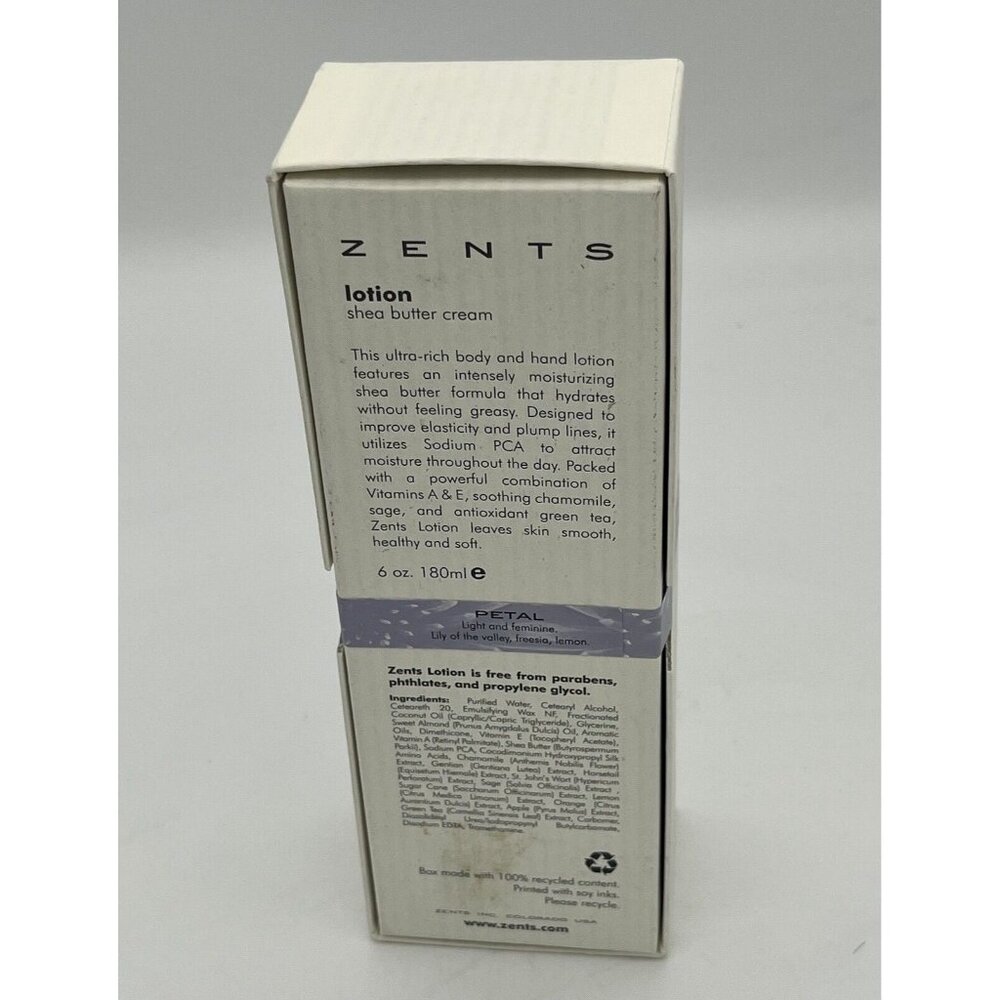 Zents Lotion PETAL Shea Butter Cream Body & Hand Lotion 6 oz / 180 ml NEW